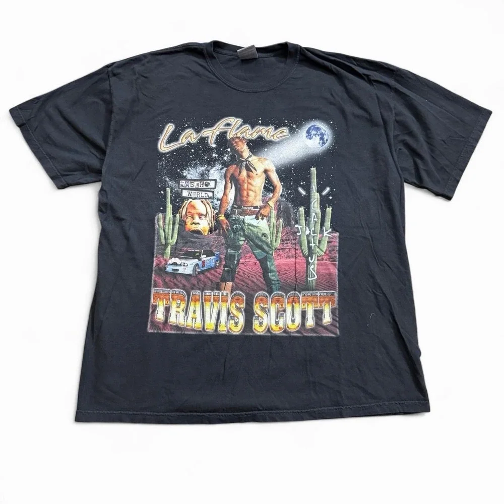 Travis Scott La Flame Cactus Jack Rap Tee Men's Size 2XL Streetwear